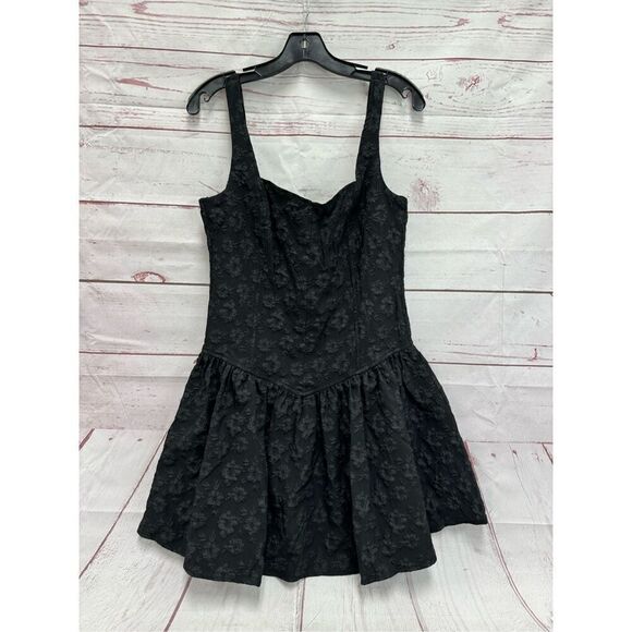 Le Lis Square Neck Mini Dress Size Large in Black Women’s Size Large Floral - Picture 1 of 7